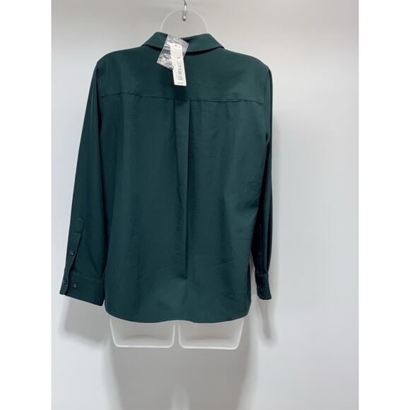 Investments Green Long Sleeve Shirt Collared Button Up Blouse Women’s PM NWT - Picture 2 of 7